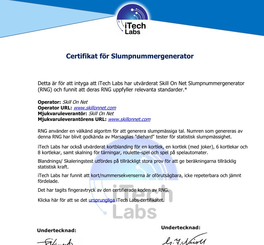 Certifikat för slumpgenerator