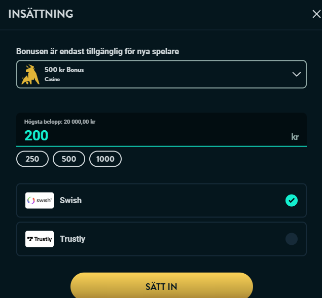 GoldenBull insättning