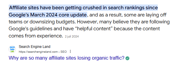 Google dödar mindre affiliate sajter utan unikhet