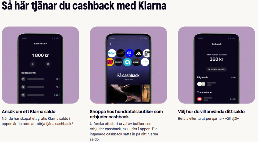 Klarna cashback system