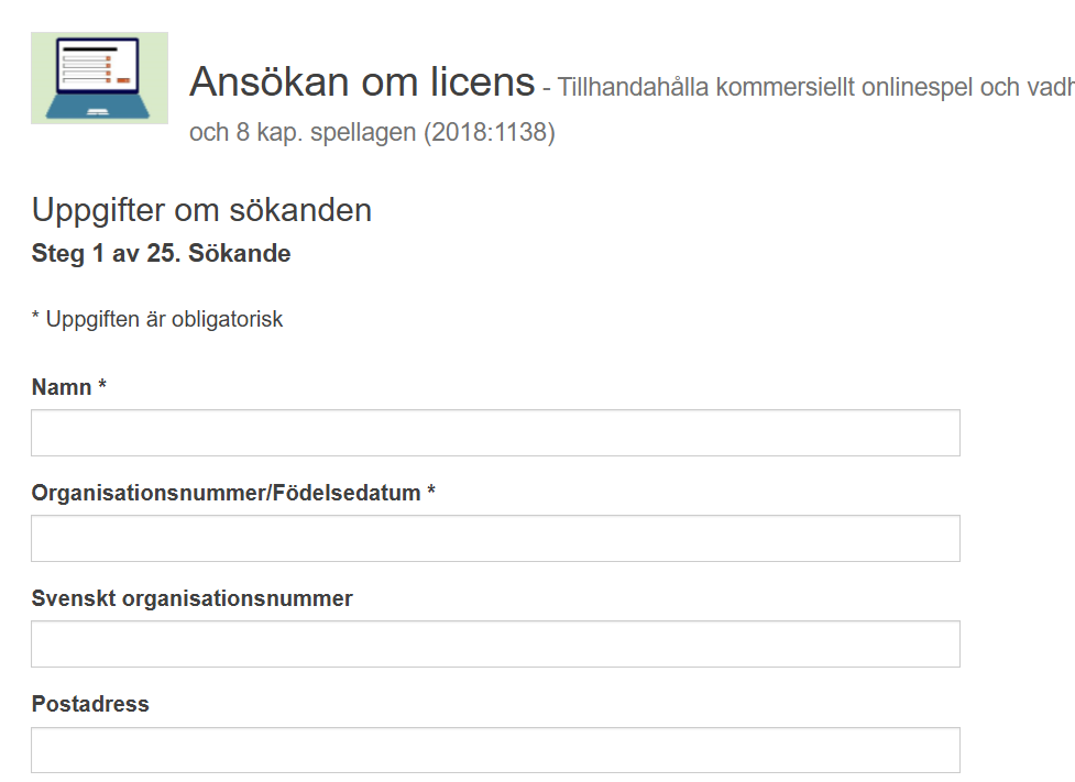 Ansökan om Svensk casino licens