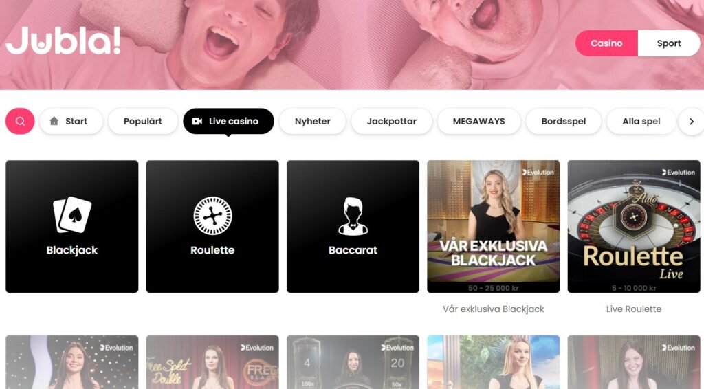 Jubla live casino