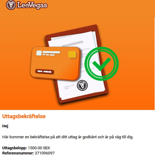 Bekräftelse på uttag