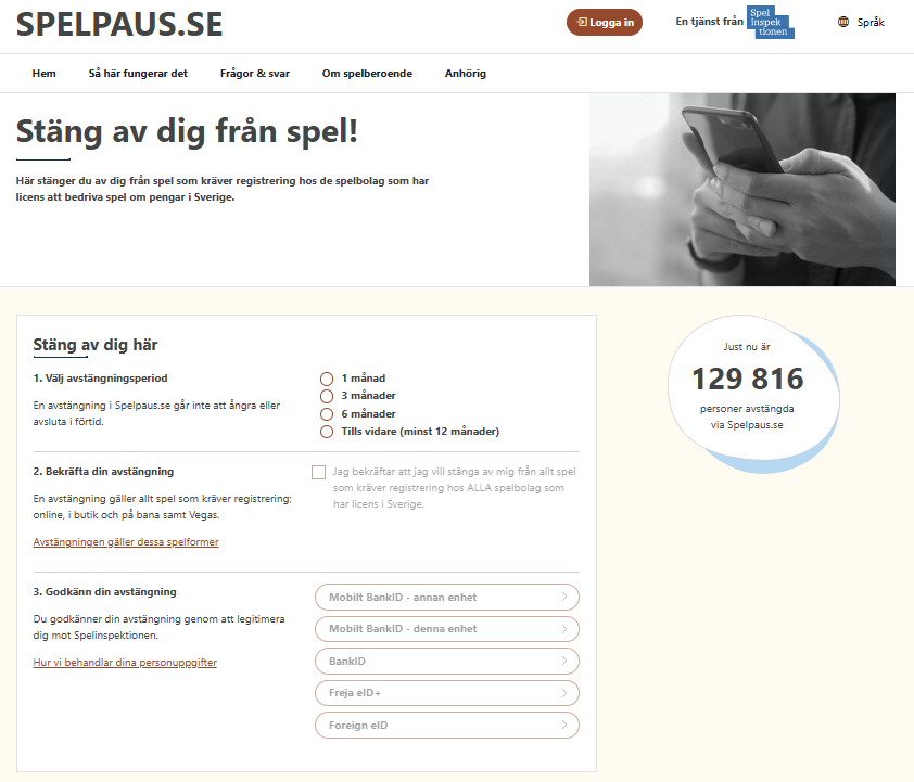 Spelpaus hemsida