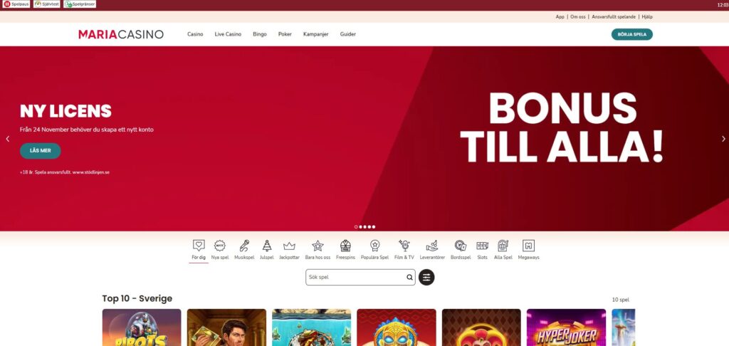 Maria casino med ny Svensk licens och bonus utan insättning