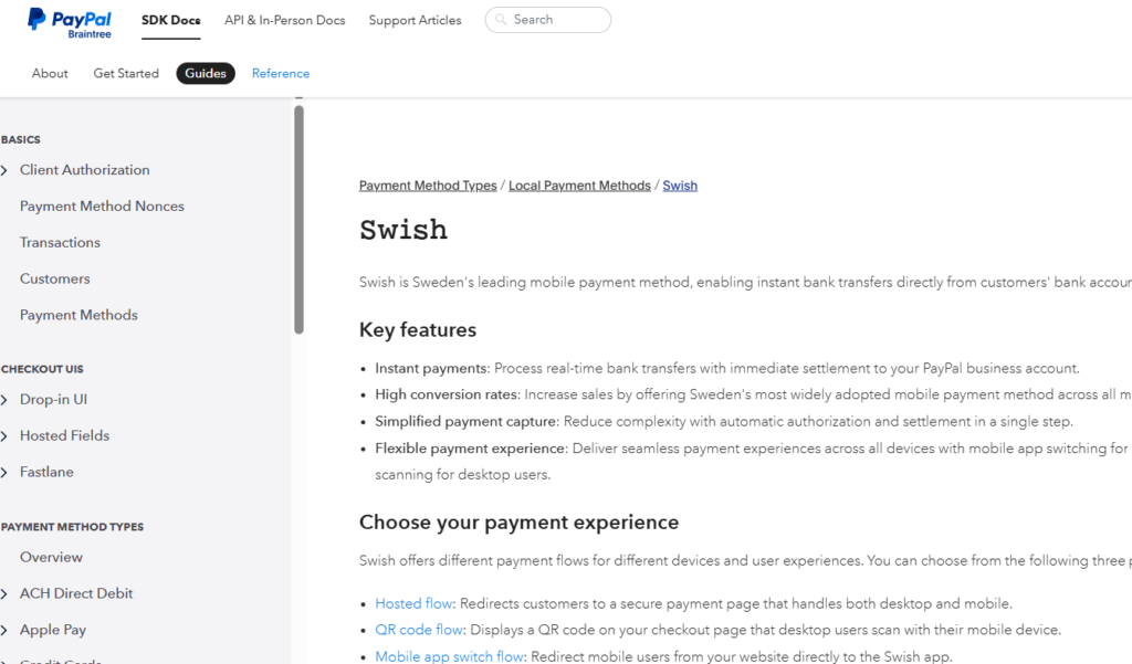 Skärmdump från Paypal med info om Swish