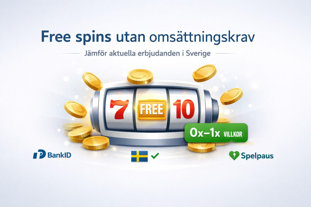 Free spins utan omsättningskrav hos Svenska casinon