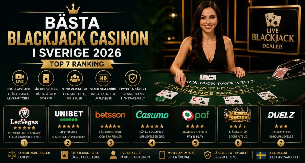 Sveriges bästa blackjack casinon