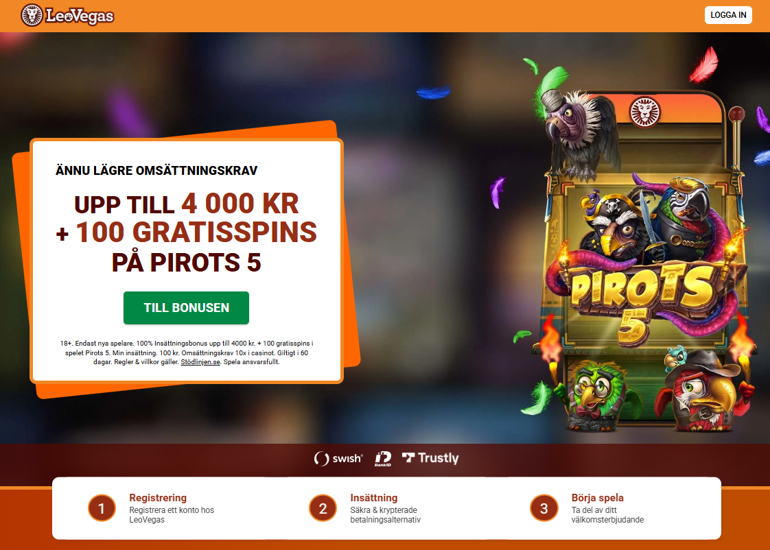 Ny Leovegas casino bonus med spins på Pirots 5