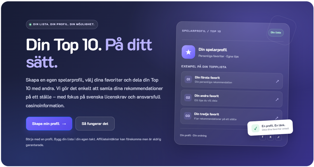 PErsonlig top 10 casino lista